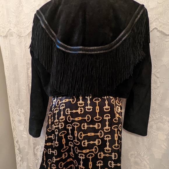 Fun Vintage Black Suede Fringe Jacket by Wilson Leather Experts - Picture 3 of 13